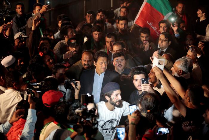 opposition politician imran khan c arrives at a celebration rally in islamabad pakistan november 2 2016 photo reuters