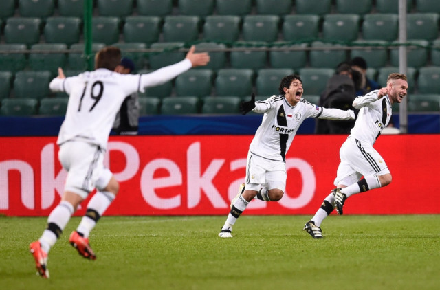 legia warsaw players celebrate scoring against real madrid in warsaw poland on november 2 2016 photo afp legia warsaw players celebrate scoring against real madrid in warsaw poland on november 2 2016 photo afp