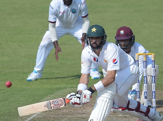 misbahul haq plays a shot at the sharjah cricket stadium on october 30 2016 photo afp misbahul haq plays a shot at the sharjah cricket stadium on october 30 2016 photo afp