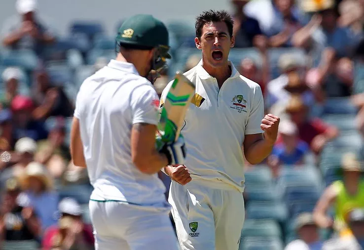 australia 039 s mitchell starc celebrates after dismissing south africa 039 s captain faf du plessis at the waca ground in perth on november 3 2016 photo reuters australia 039 s mitchell starc celebrates after dismissing south africa 039 s captain faf du plessis at the waca ground in perth on november 3 2016 photo reuters