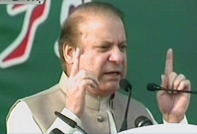 prime minister nawaz sharif addressing a public meeting in kahuta on november 4 2016 express news screen grab prime minister nawaz sharif addressing a public meeting in kahuta on november 4 2016 express news screen grab