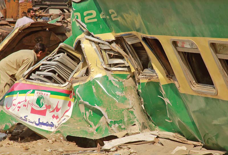 the two trains collided because the zakaria express was supposed to stop at the jumma goth signal but its driver failed to do so photo athar khan express