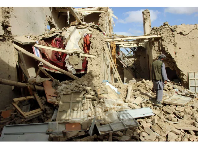 an afghan man inspects a house destroyed during an air strike called in to protect afghan and us forces during a raid on suspected taliban militants in kunduz afghanistan november 4 2016 photo reuters an afghan man inspects a house destroyed during an air strike called in to protect afghan and us forces during a raid on suspected taliban militants in kunduz afghanistan november 4 2016 photo reuters