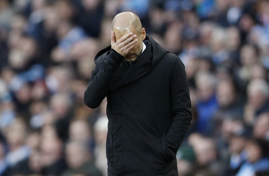 pep guardiola looking dejected as manchester city were held to a frustrating 1 1 draw by middlesbrough photo reuters