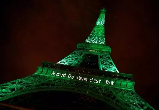 the eiffel tower is illuminated in green with the words quot paris agreement is done quot to celebrate the paris un cop21 climate change agreement in paris france photo reuters the eiffel tower is illuminated in green with the words quot paris agreement is done quot to celebrate the paris un cop21 climate change agreement in paris france photo reuters