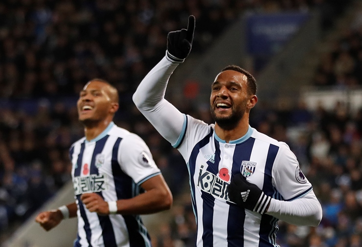 west bromwich albion 039 s matt phillips celebrates scoring their second goal against leicester city on november 6 2016 photo reuters