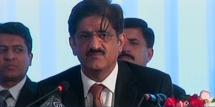 chief minister sindh murad ali shah addressing a press conference in karachi on november 7 2016 express news screen grab