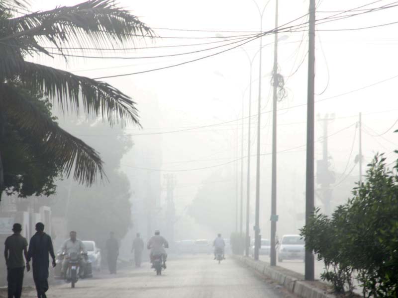 sindh experienced fog on monday morning as residents suffered through power breakdowns and poor visibility photo ayesha mir express