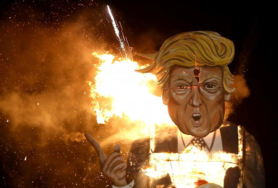 an effigy of donald trump is burnt as part of bonfire night celebrations in edenbridge britain photo reuters