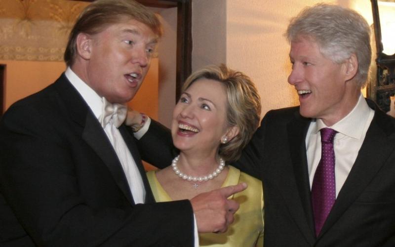 a file photo of donald trump with hillary clinton and bill clinton photo courtesy redstate com