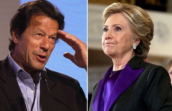 imran khan l and hillary clinton r photo reuters