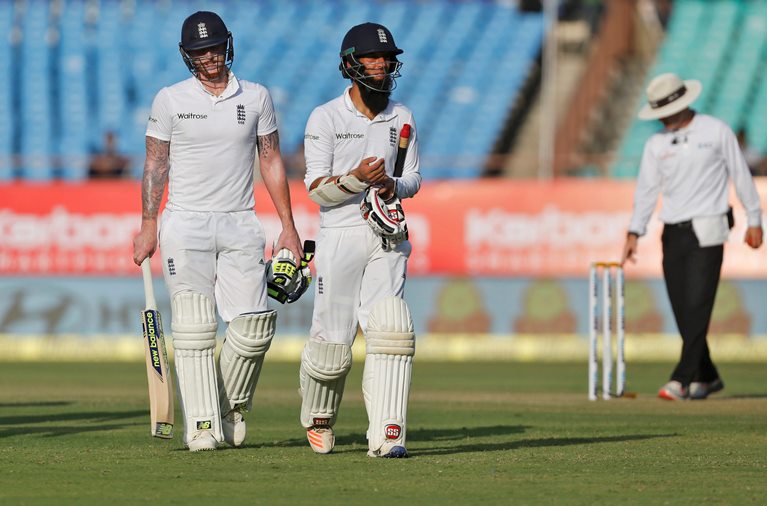 england 039 s moeen ali and his teammate ben stokes l walk off the field after the end of the day 039 s play photo reuters