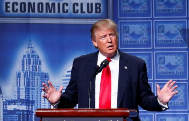 republican us presidential nominee donald trump speaks to the detroit economic club at the cobo center in detroit michigan august 8 2016 photo reuters republican us presidential nominee donald trump speaks to the detroit economic club at the cobo center in detroit michigan august 8 2016 photo reuters