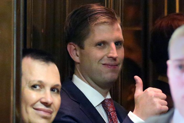 son of republican president elect donald trump eric trump gives the thumbs up as he arrives at trump tower photo reuters