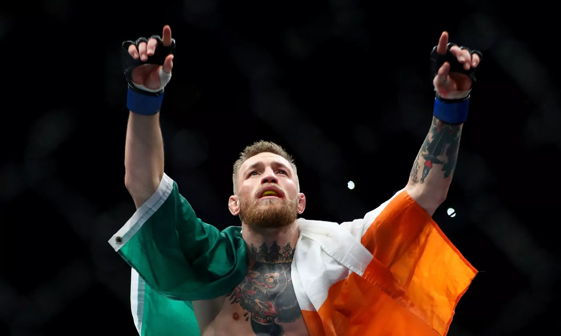conor mcgregor celebrates with the irish flag photo courtesy getty images conor mcgregor celebrates with the irish flag photo courtesy getty images