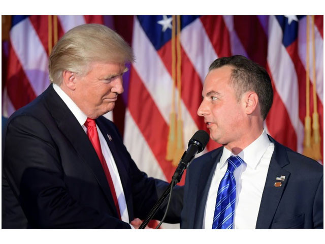 chairman of the republican national committee reince priebus r shakes hands with republican presidential elect donald trump during election night at the new york hilton midtown in new york photo afp chairman of the republican national committee reince priebus r shakes hands with republican presidential elect donald trump during election night at the new york hilton midtown in new york photo afp