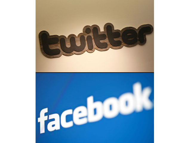this file photo shows a combination photo of the logos of the companies twitter taken on march 11 2011 and facebook taken on may 10 2012 photo afp