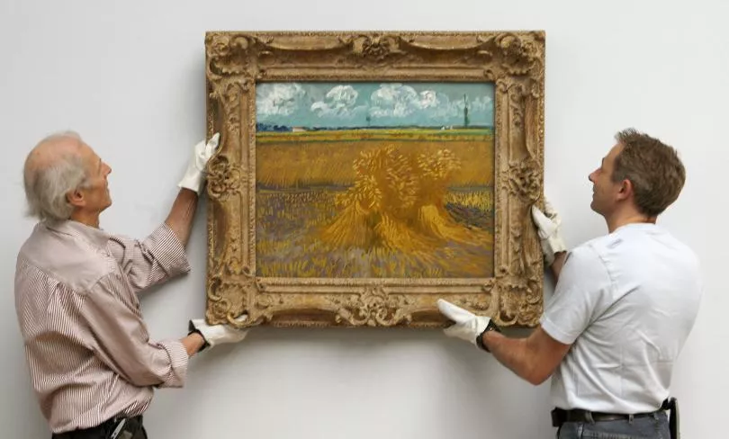 and dieter marti fix the painting 039 wheatfield with sheaves quot from late dutch artist van gogh at a wall at the kunstmuseum basel in 2009 photo reuters and dieter marti fix the painting 039 wheatfield with sheaves quot from late dutch artist van gogh at a wall at the kunstmuseum basel in 2009 photo reuters