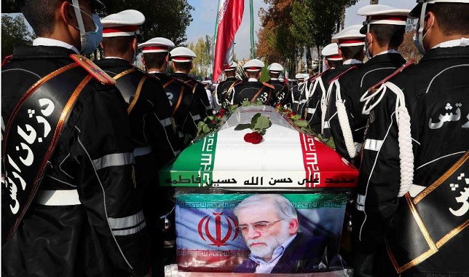 members of iranian forces carry the coffin of iranian nuclear scientist mohsen fakhrizadeh during a funeral ceremony in tehran iran november 30 2020 photo reuters