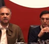 pti leader omar ayub khan speaking at a press conference alongside pti s former chairman barrister gohar ali khan in islamabad on february 28 2024 screengrab