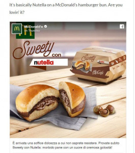 mcdonald s launches nutella burger in italy mcdonald s launches nutella burger in italy