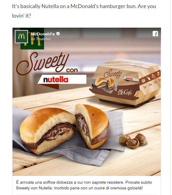 mcdonald s launches nutella burger in italy