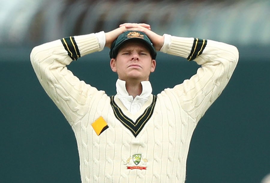 hobart australia   november 14 steve smith of australia reacts while fielding during day three of the second test match between australia and south africa at blundstone arena on november 14 2016 in hobart australia photo courtesy cricket australia