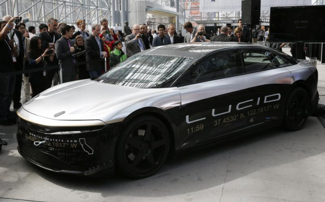 the lucid air speed test car is displayed at the 2017 new york international auto show in new york city us april 13 2017 photo reuters the lucid air speed test car is displayed at the 2017 new york international auto show in new york city us april 13 2017 photo reuters