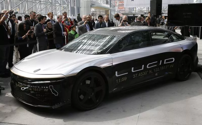 the lucid air speed test car is displayed at the 2017 new york international auto show in new york city us april 13 2017 photo reuters the lucid air speed test car is displayed at the 2017 new york international auto show in new york city us april 13 2017 photo reuters