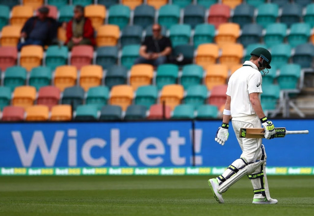 australia captain steve smith walks off the ground after being dismissed by kagiso rabada in hobart photo reuters david gray australia captain steve smith walks off the ground after being dismissed by kagiso rabada in hobart photo reuters david gray