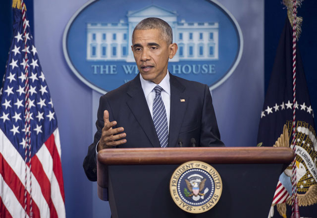 us president barack obama speaks during a press conference in the brady press briefing room of the white house in washington dc november 14 2016 photo afp