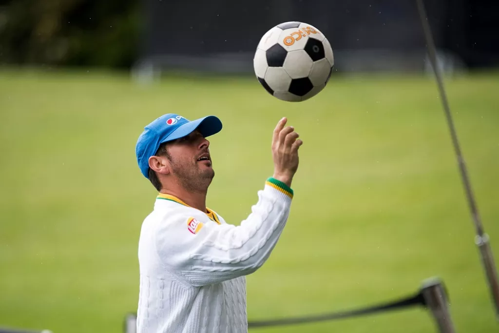 yasir shah plays with a football as rain delays the start of day one at hagley park in christchurch on november 17 2016 photo afp marty melville yasir shah plays with a football as rain delays the start of day one at hagley park in christchurch on november 17 2016 photo afp marty melville