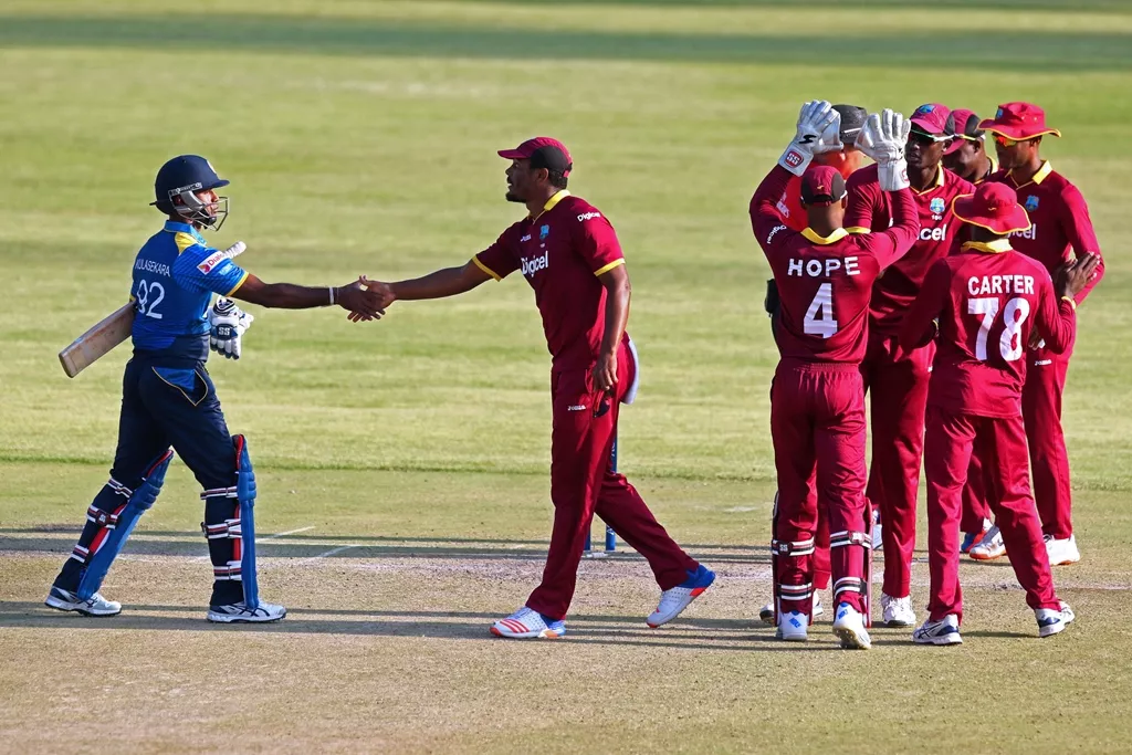 gabriel shakes hands with sri lankan nuwan kulasekara l after the tail ender was last man out to hand west indies the win photo afp gabriel shakes hands with sri lankan nuwan kulasekara l after the tail ender was last man out to hand west indies the win photo afp