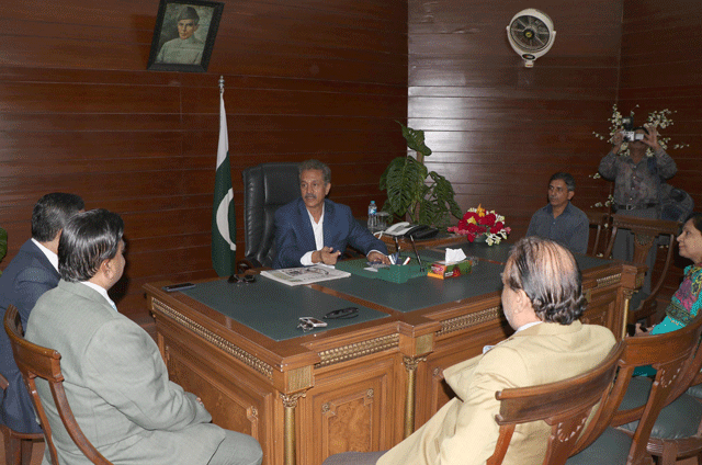 karachi s mayor wasim akhtar at his office on november 17 2016 after getting relased from central jail a day earlier photo rashid ajmeri express