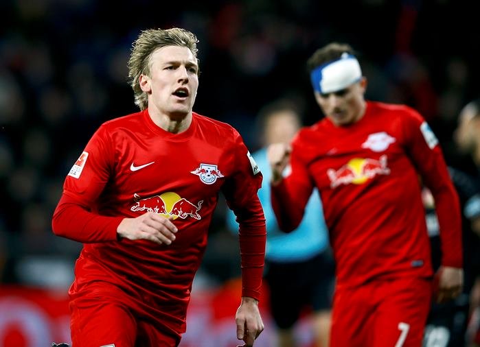 leipzig 039 s emil forsberg celebrates after he score a goal against leverkusen on november 18 2016 photo reuters