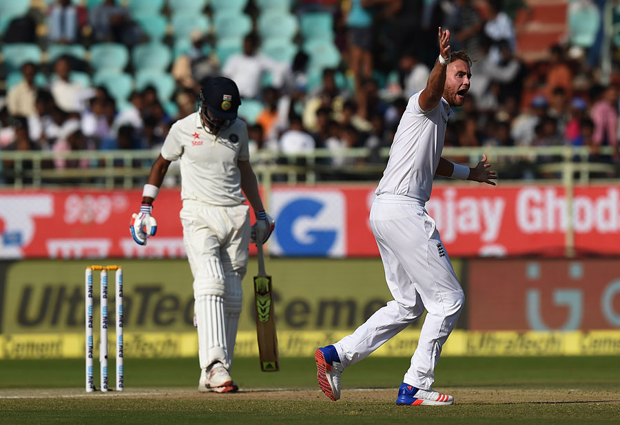 stuart broad appeals for the wicket of kl rahul india v england 2nd test visakhapatnam 3rd day november 19 2016 photo afp