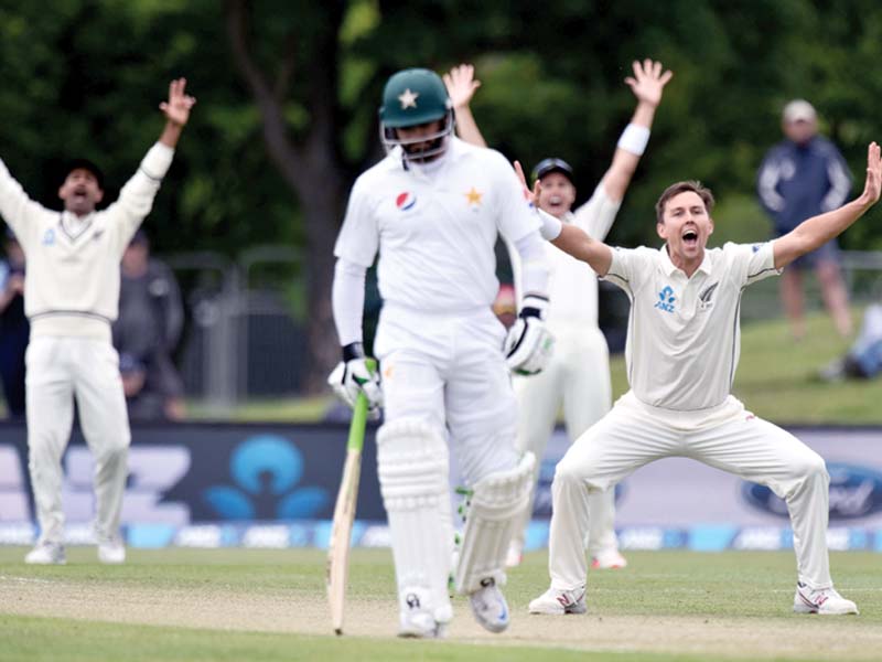 pakistan once again were unable to handle new zealand s attack and lost wickets at regular intervals on the third day of the opening test photo afp