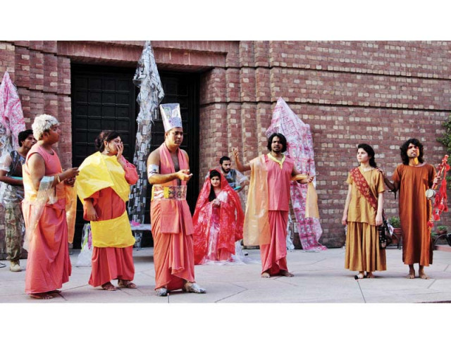 artists perform a stage play during the faiz festival at alhamra art center in the city photo online
