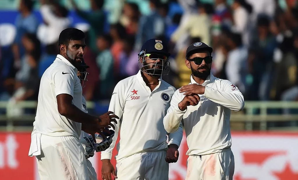virat kohli r gestures for a decision review with ravichandran ashwin l in vishakhapatnam on november 20 2016 photo afp prakash singh virat kohli r gestures for a decision review with ravichandran ashwin l in vishakhapatnam on november 20 2016 photo afp prakash singh
