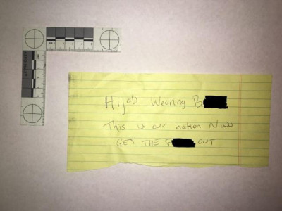 hiker gets anti muslim note for covering head with bandana in trump s america hiker gets anti muslim note for covering head with bandana in trump s america