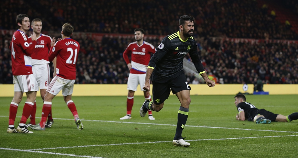 diego costa celebrates scoring chelsea 039 s only goal against middlesbrough photo reuters andrew yate