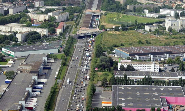 view of the a1 highway near le bourget airport on the outskirts of paris photo afp