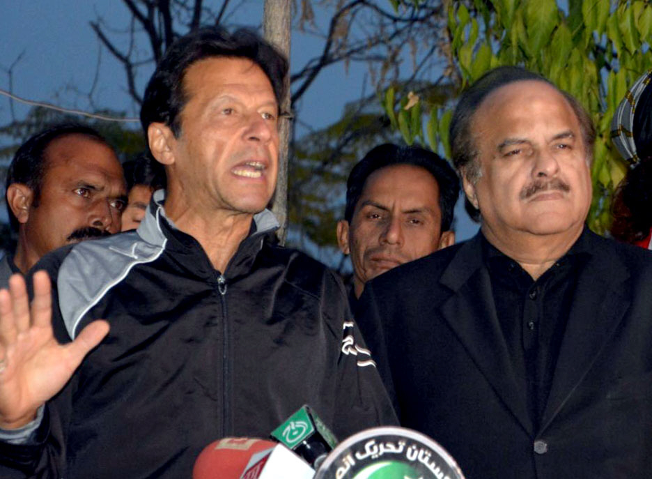 imran khan addresses media in islamabad on tuesday photo mudassir raja express