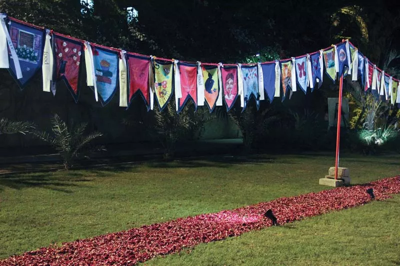 conversations with the fire victims families were projected at cord of desire while flags designed by artist miro craemer with the help of students of indus valley school of art and architecture and iqra university north campus were displayed photo ayesha mir express