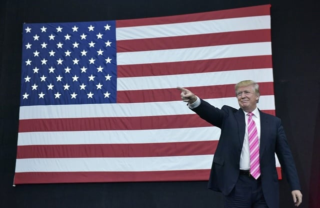 this file photo taken on october 02 2016 shows president elect donald trump arriving for a rally at spooky nook sports center in manheim during the presidential campaign pennsylvania photo afp this file photo taken on october 02 2016 shows president elect donald trump arriving for a rally at spooky nook sports center in manheim during the presidential campaign pennsylvania photo afp