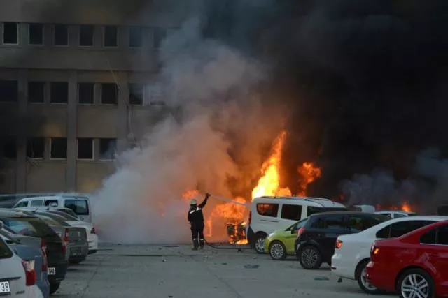a firefighter tries to extinguish burning vehicles after an explosion outside the governor 039 s office in the southern city of adana turkey november 24 2016 ihlas news photo reuters a firefighter tries to extinguish burning vehicles after an explosion outside the governor 039 s office in the southern city of adana turkey november 24 2016 ihlas news photo reuters