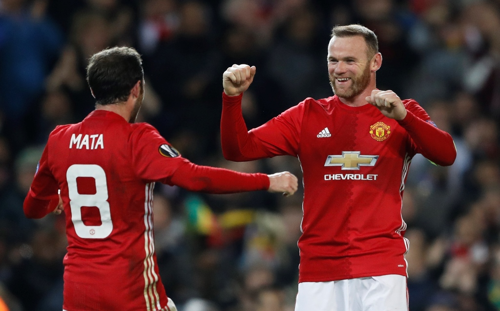 juan mata l celebrates with wayne rooney photo reuters carl recine