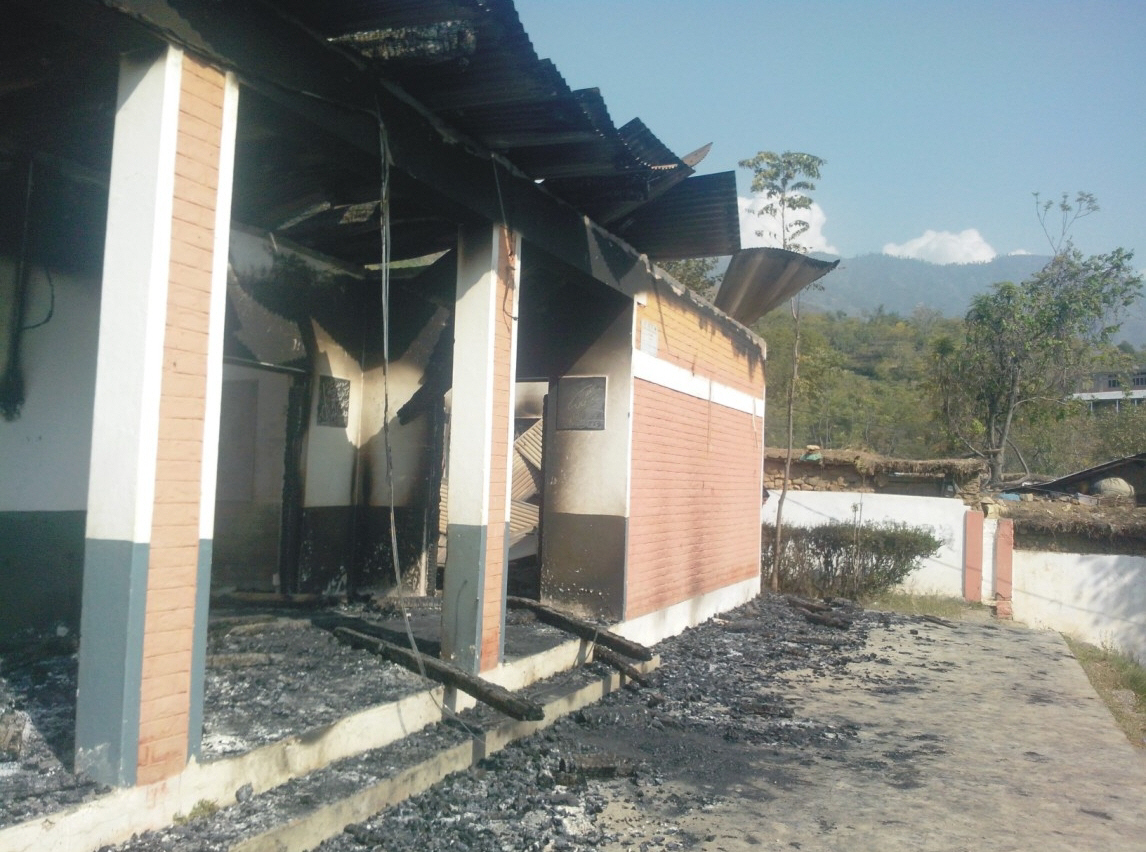a file photo of a government run girls primary school in shalpin village in khawazakhela tehsil swat that was burned down last year photo express