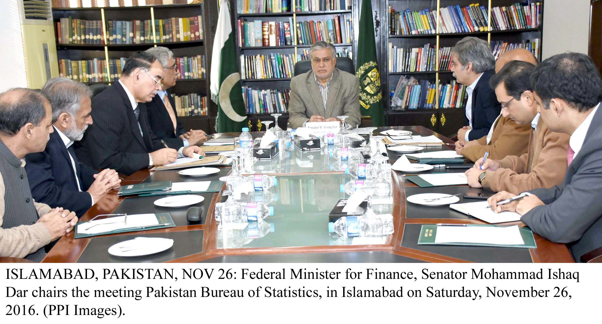 federal minister for finance senator ishaq dar during a meeting photo ppi