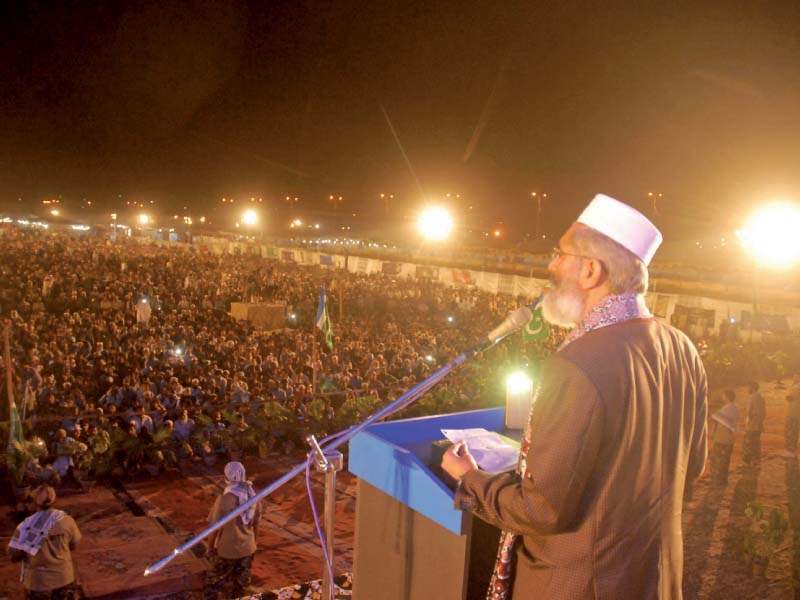 ji amir sirajul haq addresses workers in karachi photo athar khan express